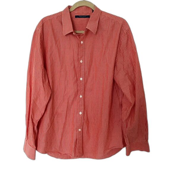 Perry Ellis Striped Long Sleeve Cotton Button-Up Dress Shirt Classic Fit Sz XL - Picture 1 of 5
